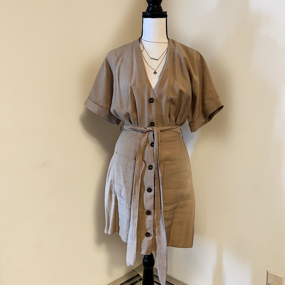 ZARA Khaki Button-up Dress